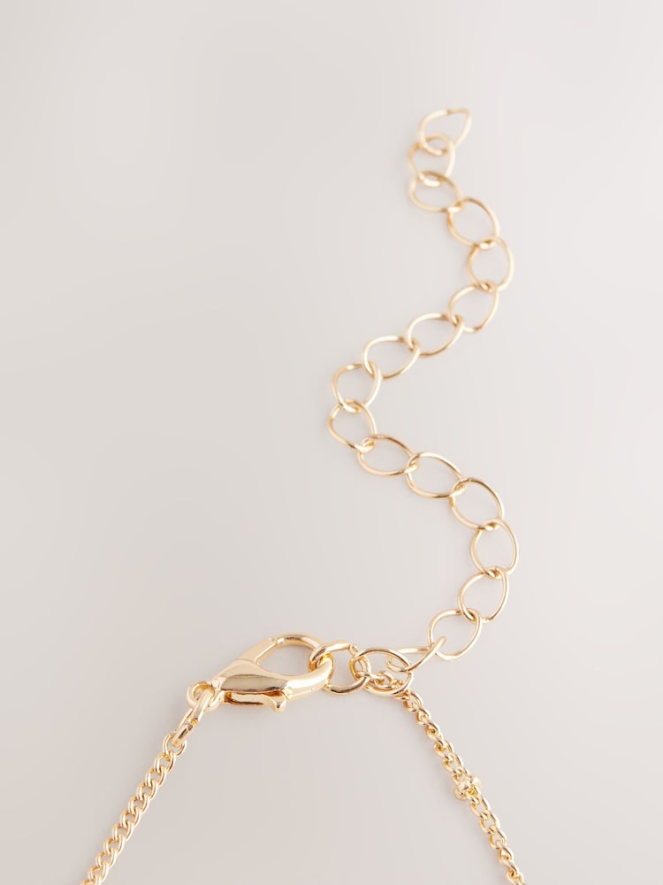 Gold Tone Flower Drop Necklace - Image 5 of 5