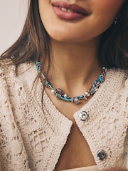 Blue/Orange Bungee Cord Necklace - Image 1 of 6