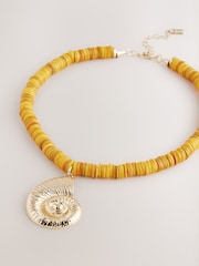 Gold Tone Shell Yellow Beaded Necklace - Image 4 of 7