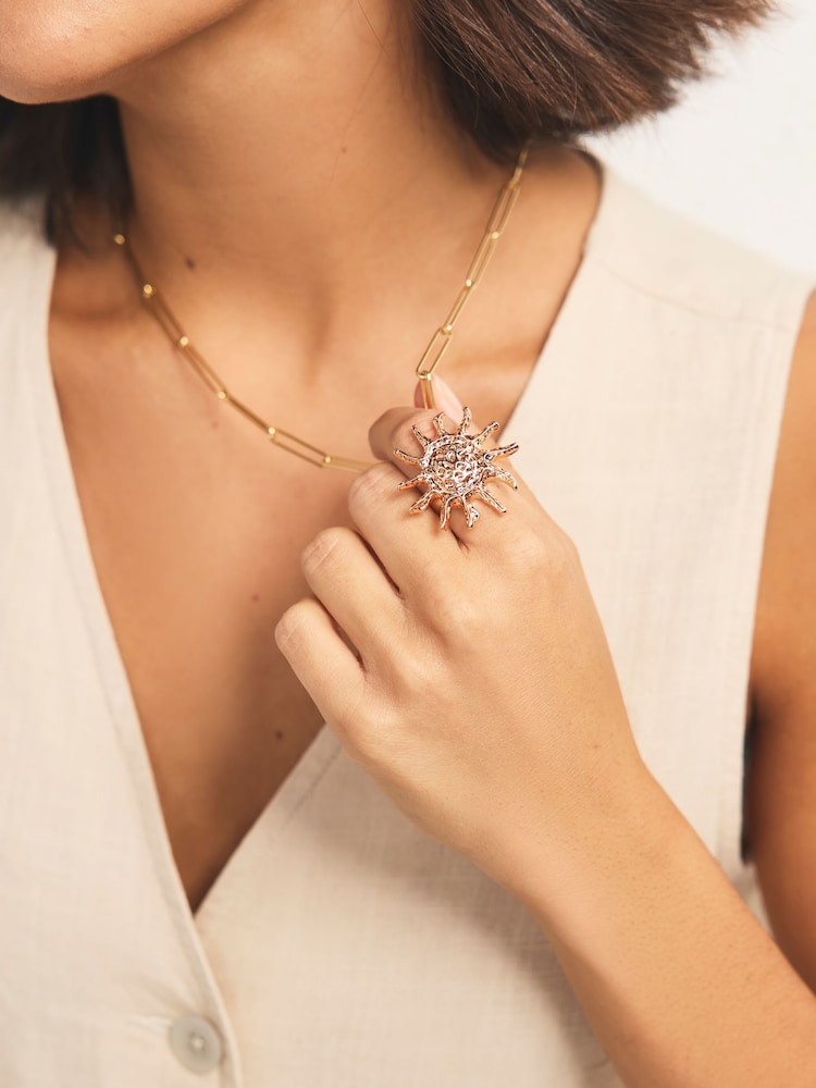 Gold Tone Sun Ring - Image 1 of 4