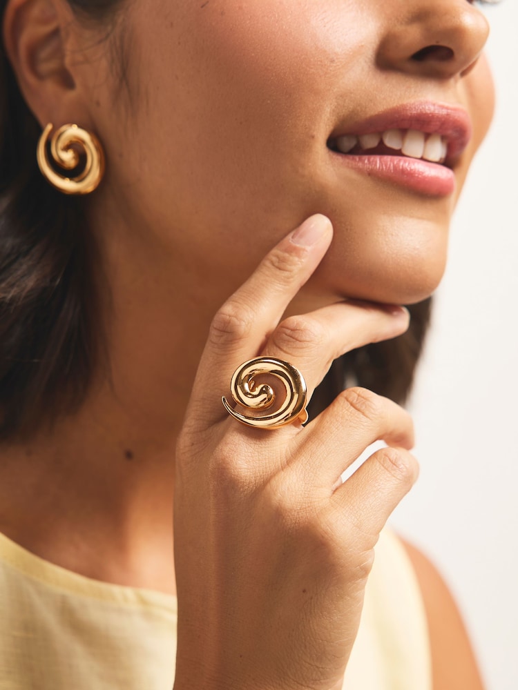 Gold Tone Swirl Ring - Image 1 of 5