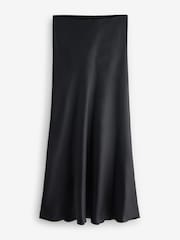 Black Satin Midi Skirt - Image 1 of 7