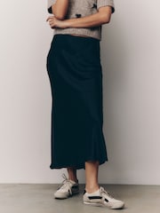 Black Satin Midi Skirt - Image 2 of 7