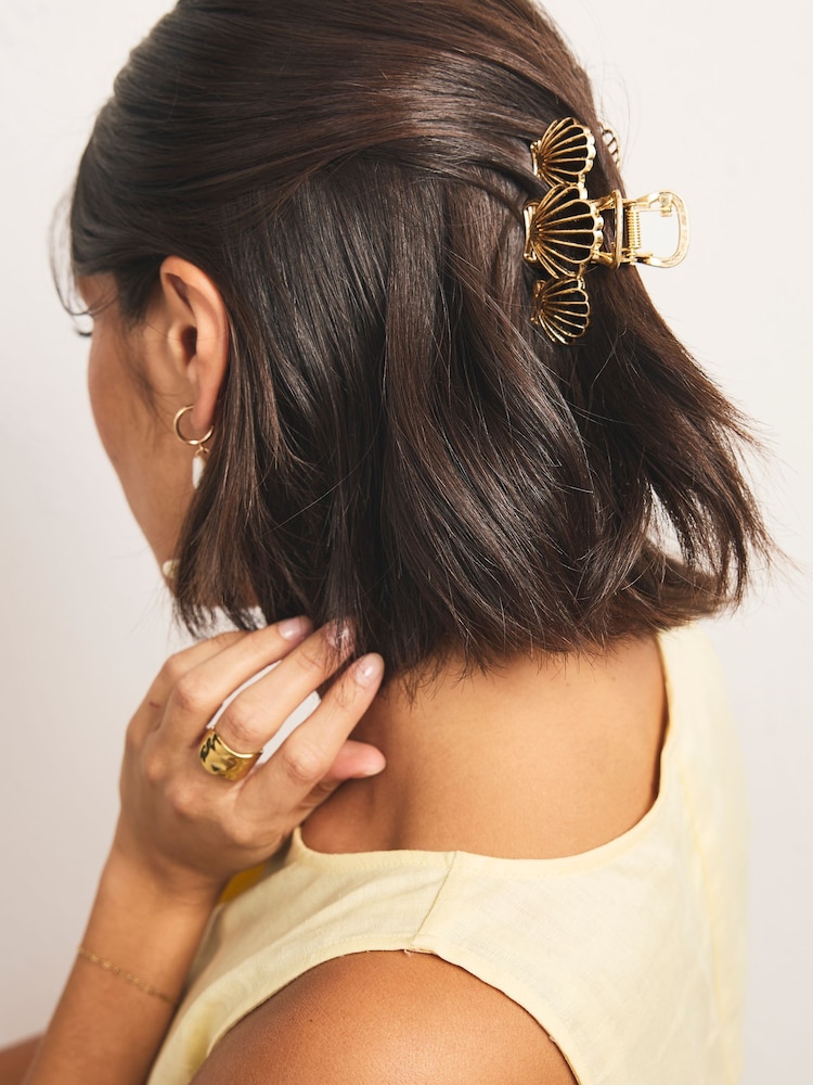 Gold Tone Shell Claw Hair Clip - Image 1 of 5