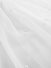 White Chiffon Pearl Effect Hair Bow - Image 6 of 6