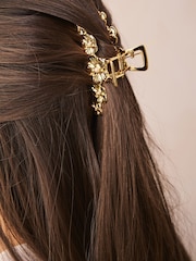 Gold Tone Flower Claw Clip - Image 2 of 5