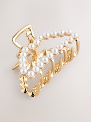 Gold Tone Mini Faux Pearl Claw Clip - Image 4 of 5