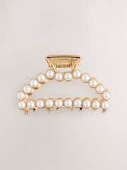 Gold Tone Mini Faux Pearl Claw Clip - Image 5 of 5