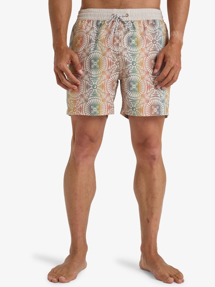 Billabong Orange Vacay Geometric Print Logo Swim Shorts - Image 1 of 4