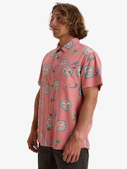 Billabong Pink 100% Cotton Solana Printed Short Sleeve Cord Shirt - Image 3 of 6