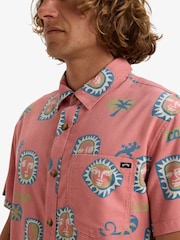 Billabong Pink 100% Cotton Solana Printed Short Sleeve Cord Shirt - Image 4 of 6