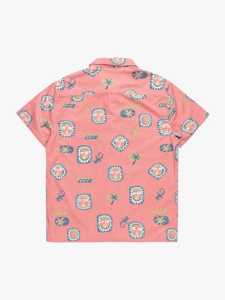 Billabong Pink 100% Cotton Solana Printed Short Sleeve Cord Shirt - Image 6 of 6