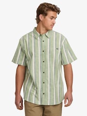 Billabong Green 100% Cotton All Day Stripe Short Sleeve Shirt - Image 1 of 5
