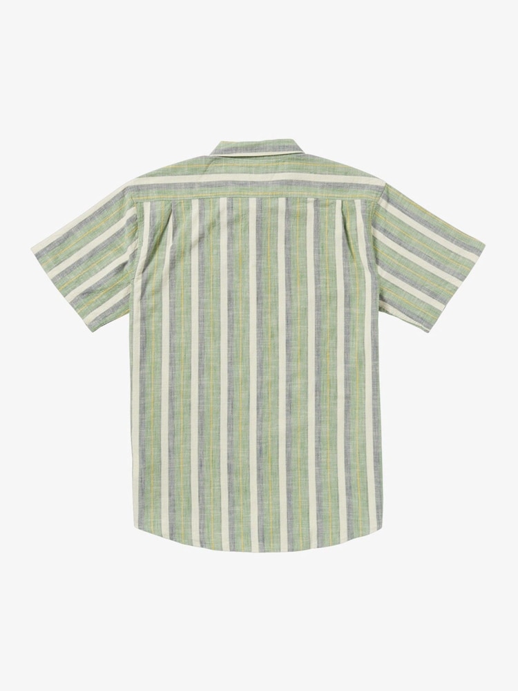 Billabong Green 100% Cotton All Day Stripe Short Sleeve Shirt - Image 5 of 5
