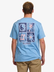 Billabong Twin Peaks Sky Blue 100% Cotton Graphic Back Print Logo T-Shirt - Image 2 of 6