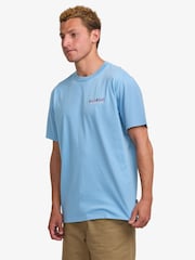 Billabong Twin Peaks Sky Blue 100% Cotton Graphic Back Print Logo T-Shirt - Image 3 of 6