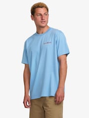Billabong Twin Peaks Sky Blue 100% Cotton Graphic Back Print Logo T-Shirt - Image 4 of 6