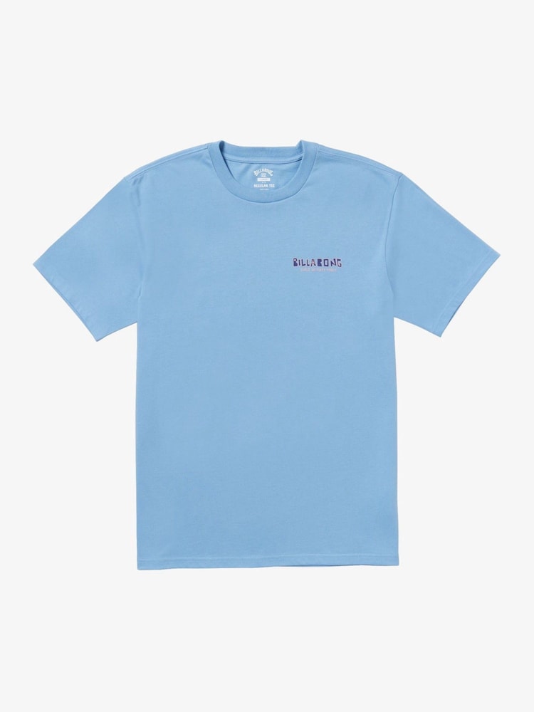 Billabong Twin Peaks Sky Blue 100% Cotton Graphic Back Print Logo T-Shirt - Image 5 of 6