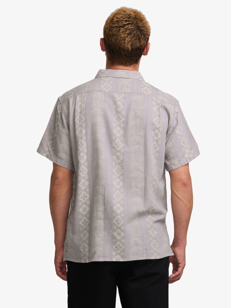 Billabong Purple 100% Cotton Sundays Geometric Print Jacquard Short Sleeve Shirt - Image 2 of 5 Billabong Purple 100% Cotton Sundays Geometric Print Jacquard Short Sleeve Shirt - Image 2 of 5