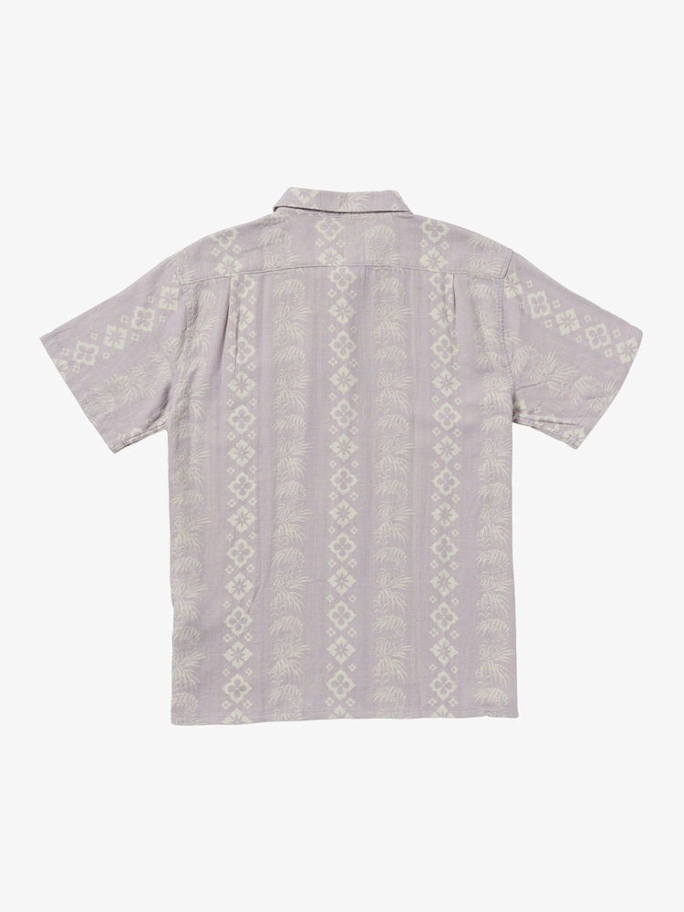 Billabong Purple 100% Cotton Sundays Geometric Print Jacquard Short Sleeve Shirt - Image 5 of 5 Billabong Purple 100% Cotton Sundays Geometric Print Jacquard Short Sleeve Shirt - Image 5 of 5