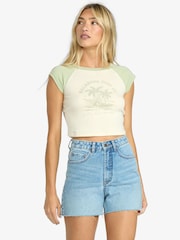 Billabong Blue 100% Cotton Riley Frayed Denim Shorts - Image 1 of 5