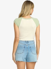 Billabong Blue 100% Cotton Riley Frayed Denim Shorts - Image 2 of 5