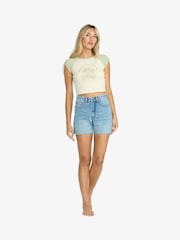 Billabong Blue 100% Cotton Riley Frayed Denim Shorts - Image 3 of 5