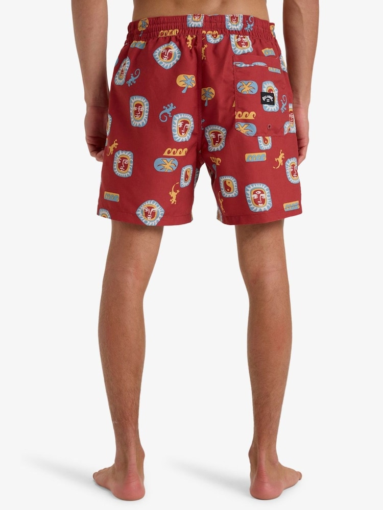 Billabong Dusty Red Vacay Printed Logo Swim Shorts - Image 2 of 4