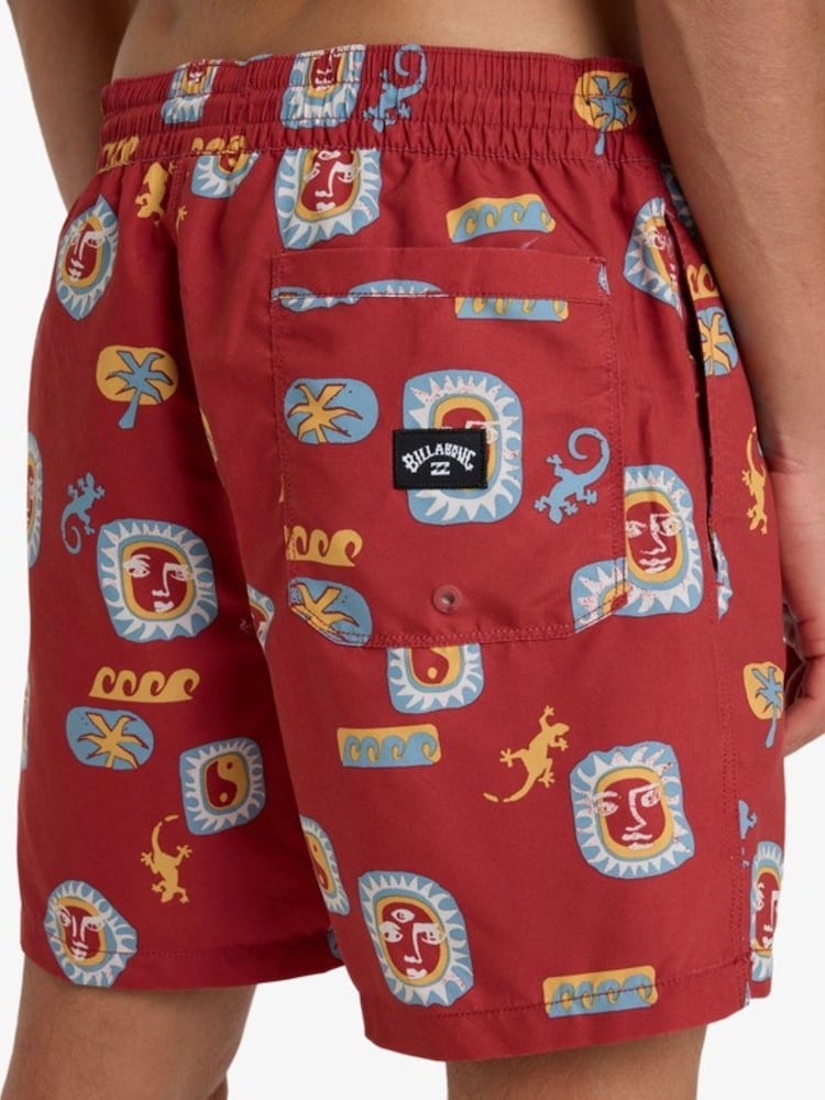 Billabong Dusty Red Vacay Printed Logo Swim Shorts - Image 4 of 4