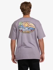 Billabong Tide OG Purple 100% Cotton Graphic Back Print Logo T-Shirt - Image 2 of 5