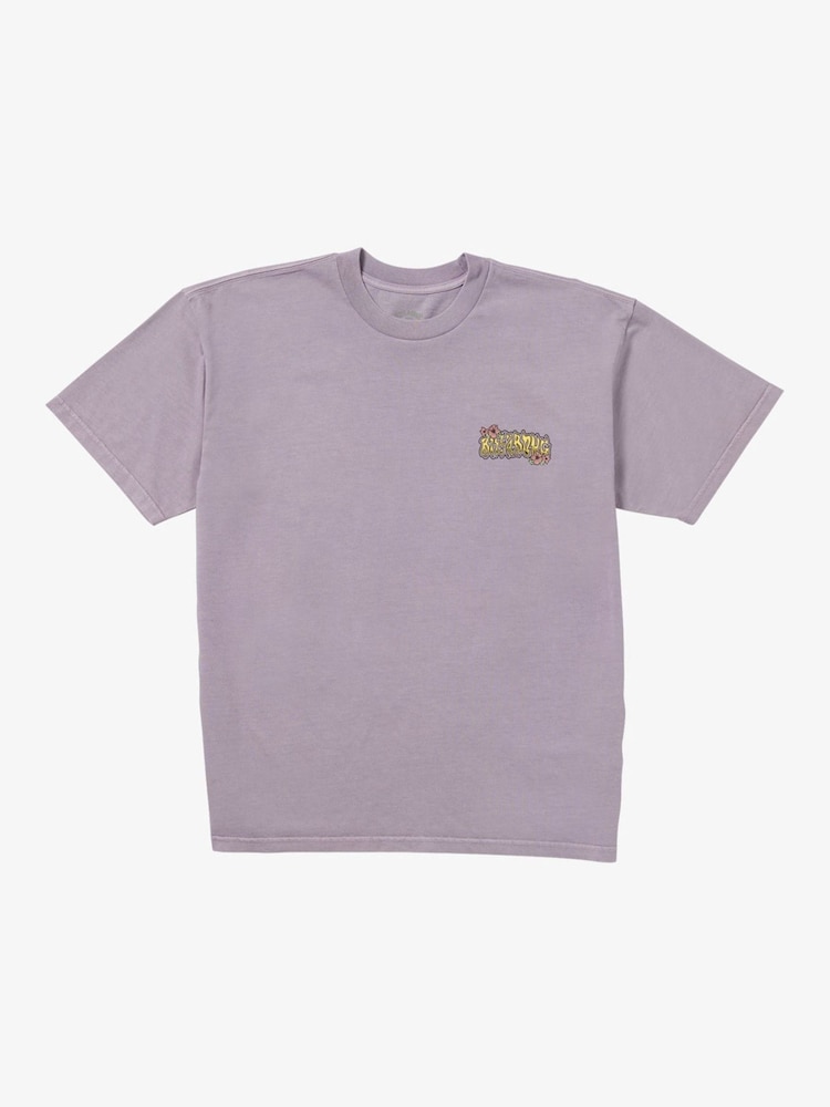 Billabong Tide OG Purple 100% Cotton Graphic Back Print Logo T-Shirt - Image 5 of 5