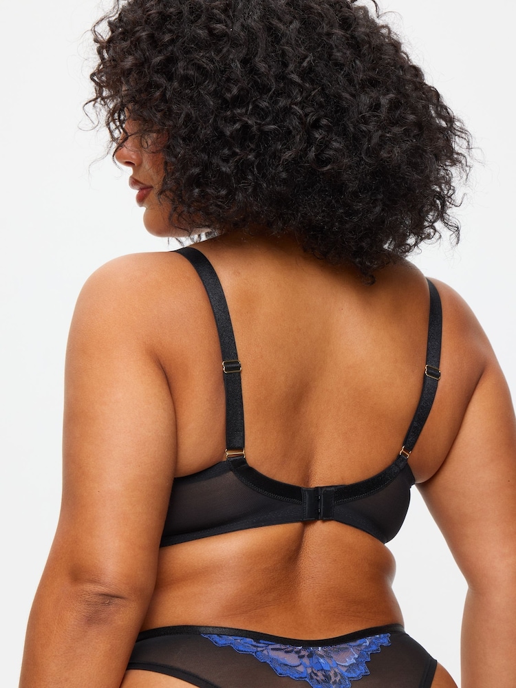 Ann Summers Black Nightfall Floral Print Lace Fuller Bust Padded Plunge Bra - Image 2 of 5 Ann Summers Black Nightfall Floral Print Lace Fuller Bust Padded Plunge Bra - Image 2 of 5