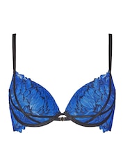 Ann Summers Blue Nightfall Floral Print Lace Padded Plunge Bra - Image 5 of 5