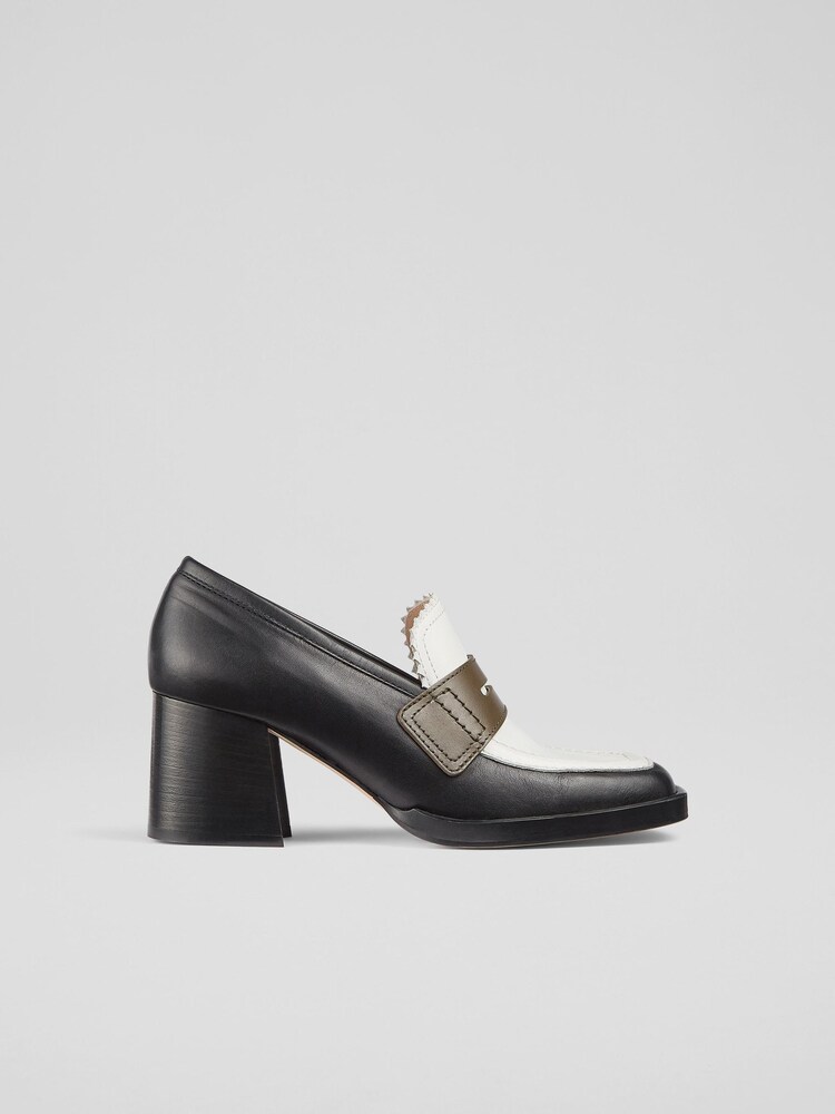 LK Bennett Natural Joss Multi Chunky Heel Welt Loafers - Image 1 of 4