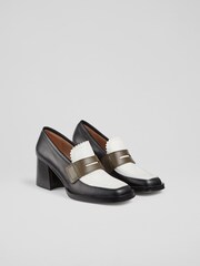 LK Bennett Natural Joss Multi Chunky Heel Welt Loafers - Image 2 of 4