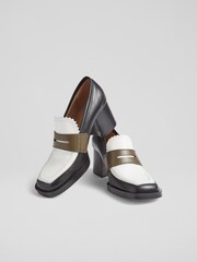 LK Bennett Natural Joss Multi Chunky Heel Welt Loafers - Image 3 of 4