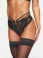 Ann Summers Eliminating Matt PU & Lace Alto Waist Brazilian Knickers - Imagen 3 de 5