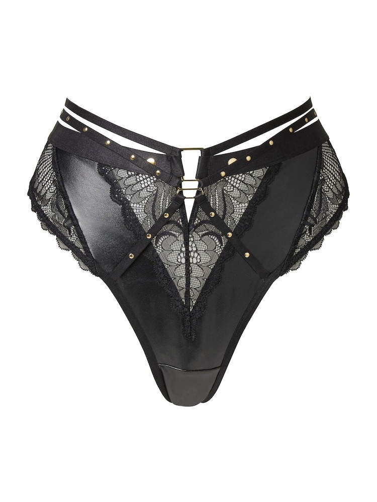 Ann Summers Eliminating Matt PU & Lace Alto Waist Brazilian Knickers - Imagen 5 de 5