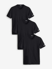 DSquared2 Black Underwear Short Sleeve Logo T-Shirts 3 Pack - Image 1 of 4