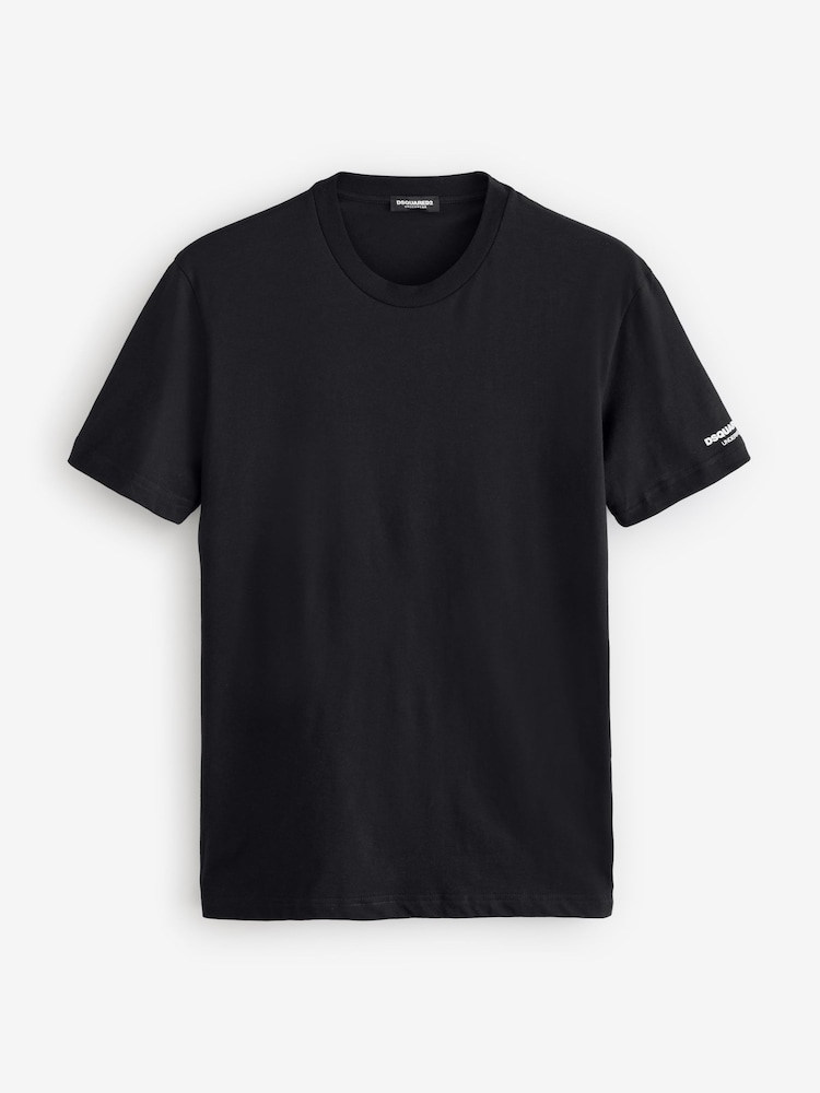 DSquared2 Black Underwear Short Sleeve Logo T-Shirts 3 Pack - Image 4 of 4