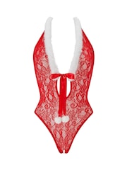 Ann Summers Red Winter Wonderland Lace Pom Pom Crotchless Body - Image 4 of 4