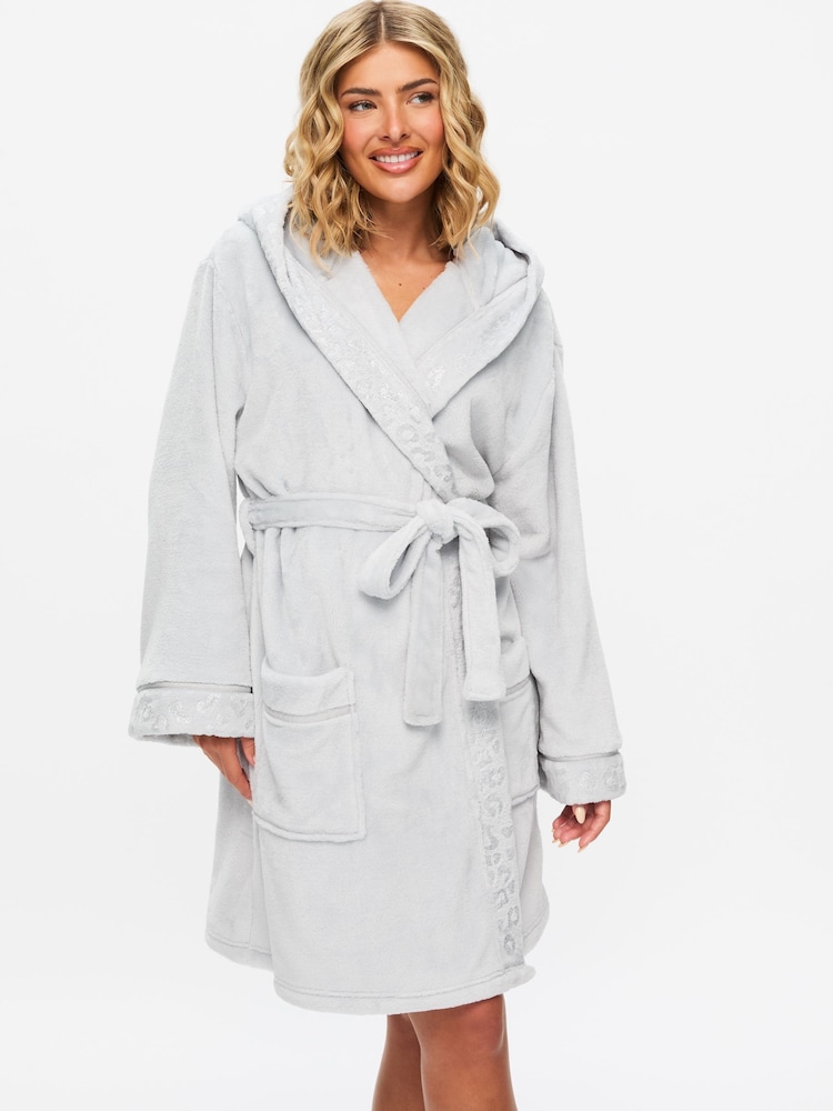 Gris - Ann Summers Signature Sparkle Fluffy Robe - Imagen 1 de 6