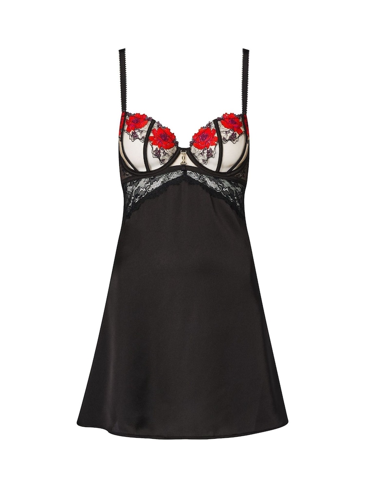 Ann Summers Caged Rose Floral Print Embroidery Chemise Slip Nightie - Imagen 5 de 5