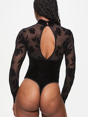 Ann Summers Black Midnight Rose Velvet Floral Print Body - Image 2 of 5