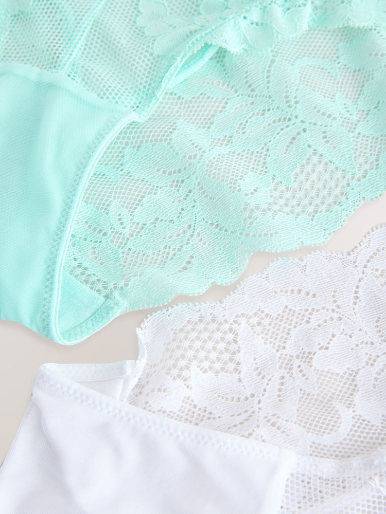 Turqoise/White High Leg Lace Knickers 2 Pack - Image 10 of 10 Turqoise/White High Leg Lace Knickers 2 Pack - Image 10 of 10