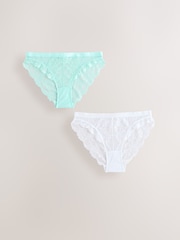 Turqoise/White High Leg Lace Knickers 2 Pack - Image 6 of 10
