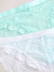 Turqoise/White High Leg Lace Knickers 2 Pack - Image 9 of 10