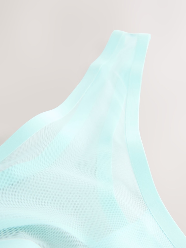 Turquoise Blue Thong Invisible Bonded Mesh Thong - Image 7 of 8