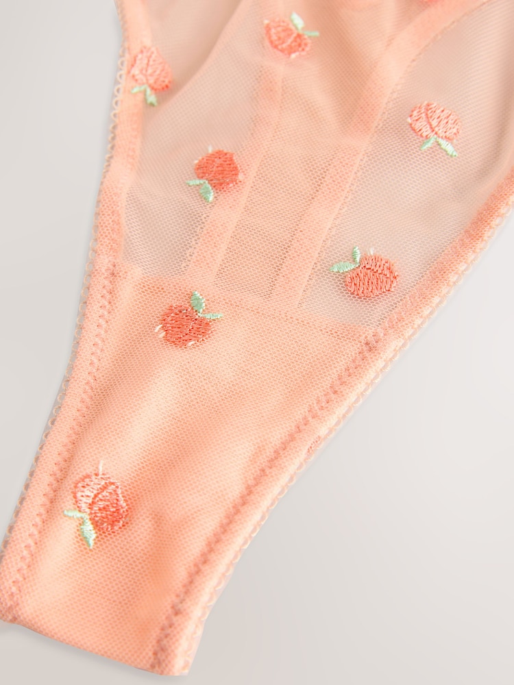 Orange Peach Embroidery Thong - Image 2 of 8 Orange Peach Embroidery Thong - Image 2 of 8