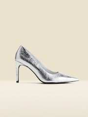 Sosandar Silver Leather Curved Heel Court Shoes - Image 1 of 4